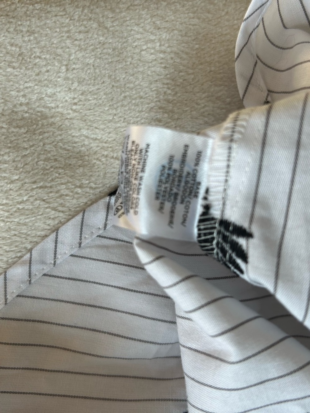 Loft White Button-Front Palm Print Shirt w/Black Pinstripes. 100% Cotton - Picture 7 of 7